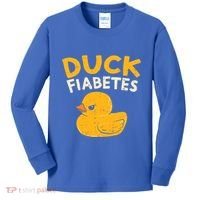 Funny Diabetes Awareness I Duck Fiabetes I Cool Rubber Duck Meaningful Gift Kids Long Sleeve Shirt thumb 0
