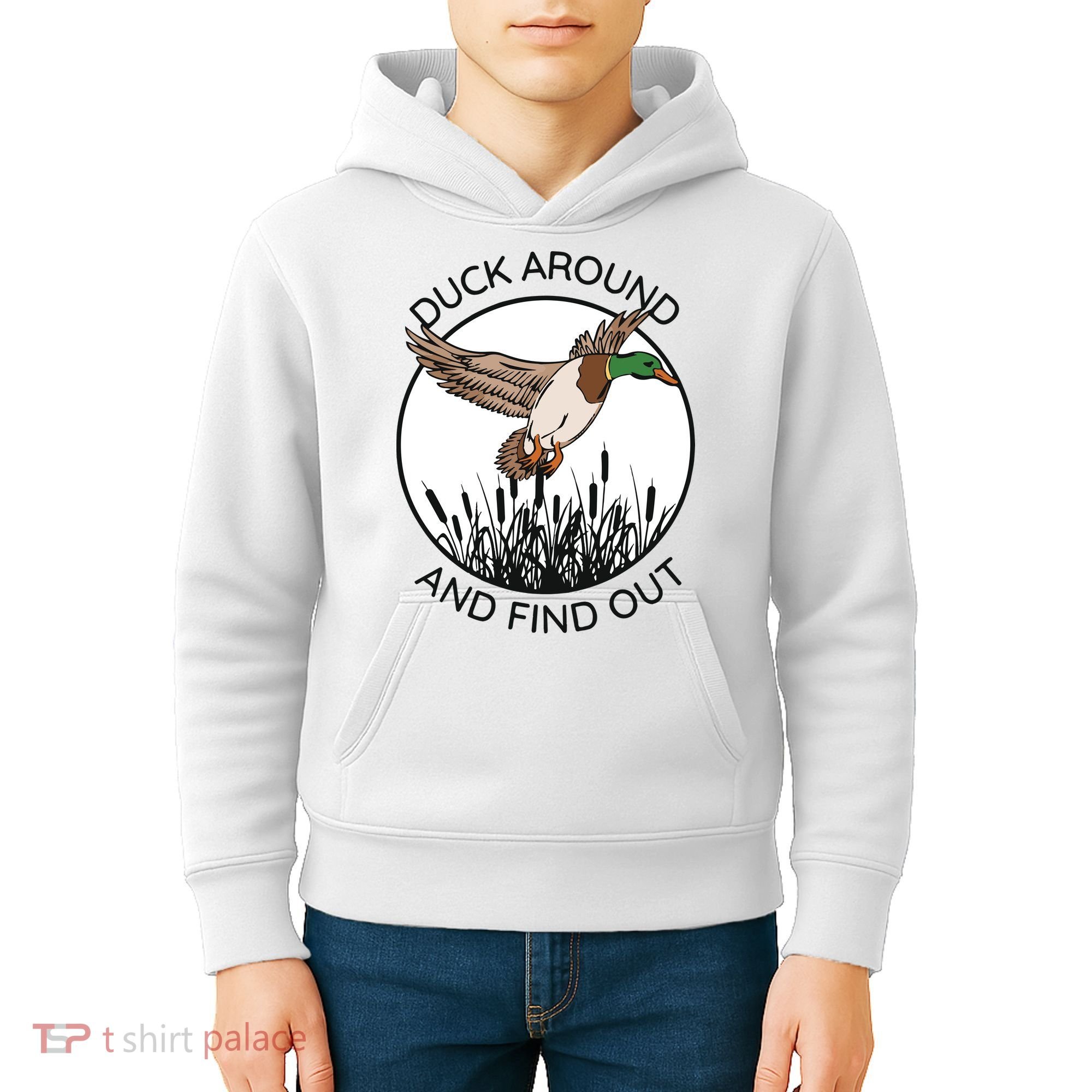 Funny Duck Around And Find Out Kids Hoodie