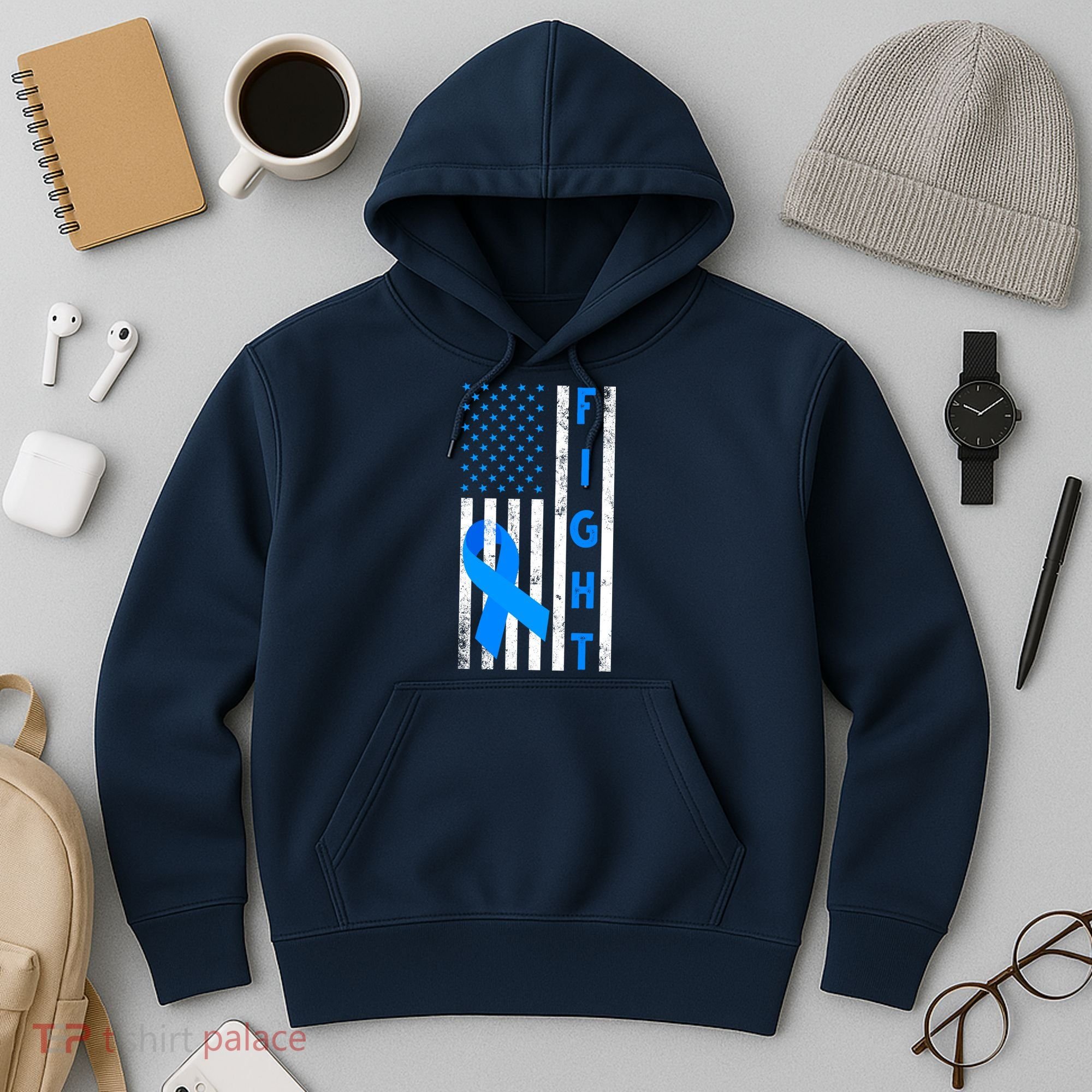 Fight Diabetes Awareness USA Flag Hoodie