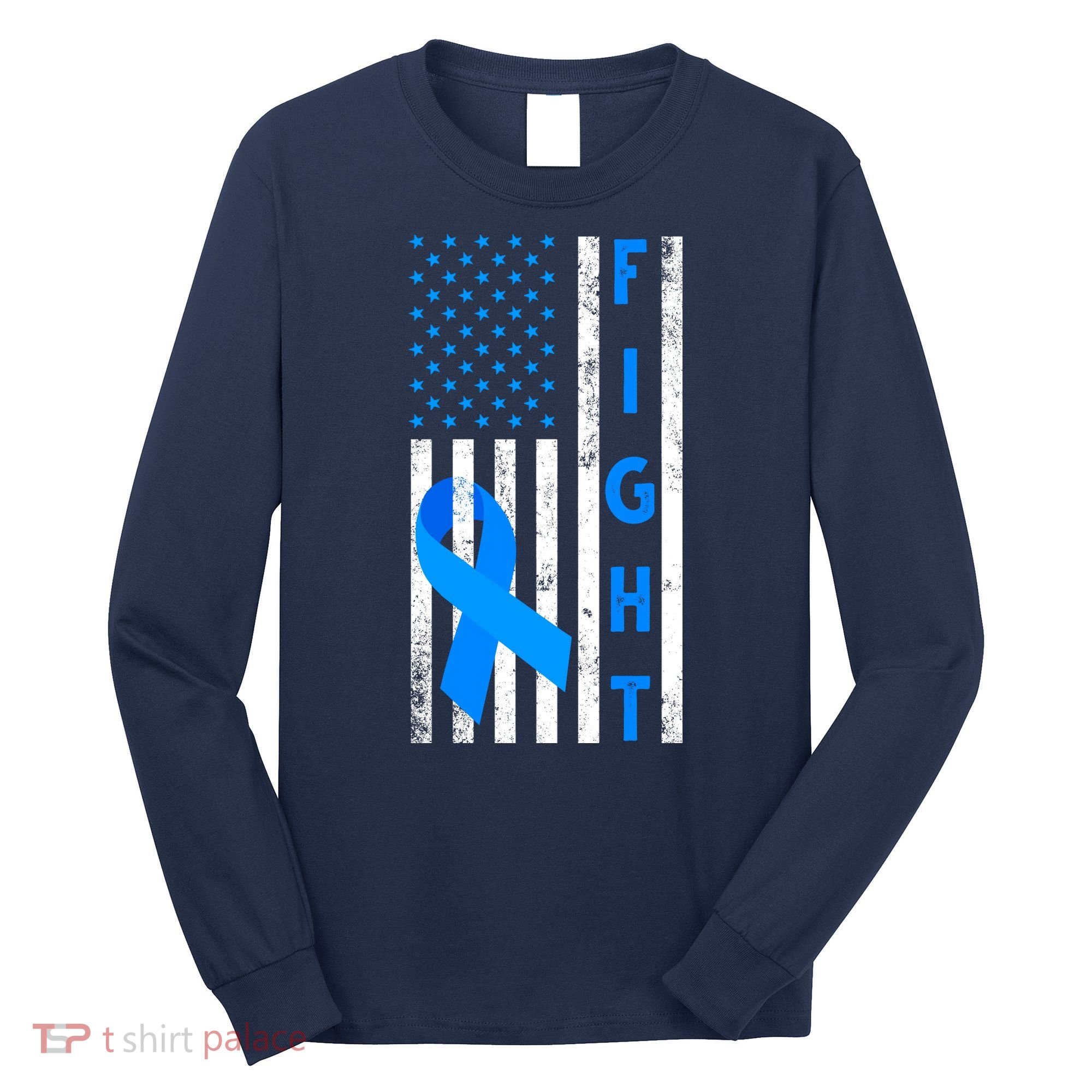 Fight Diabetes Awareness USA Flag Long Sleeve Shirt