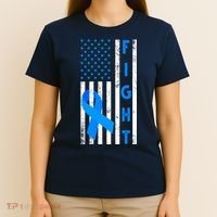 Fight Diabetes Awareness USA Flag T-Shirt thumb 4