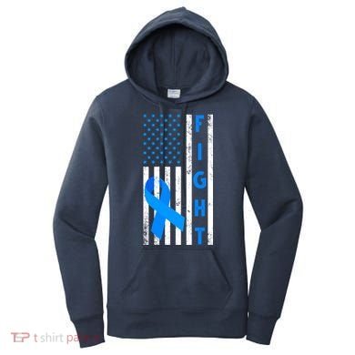 Fight Diabetes Awareness USA Flag Women's Hoodie