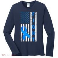 Fight Diabetes Awareness USA Flag Women's Long Sleeve Shirt thumb 0