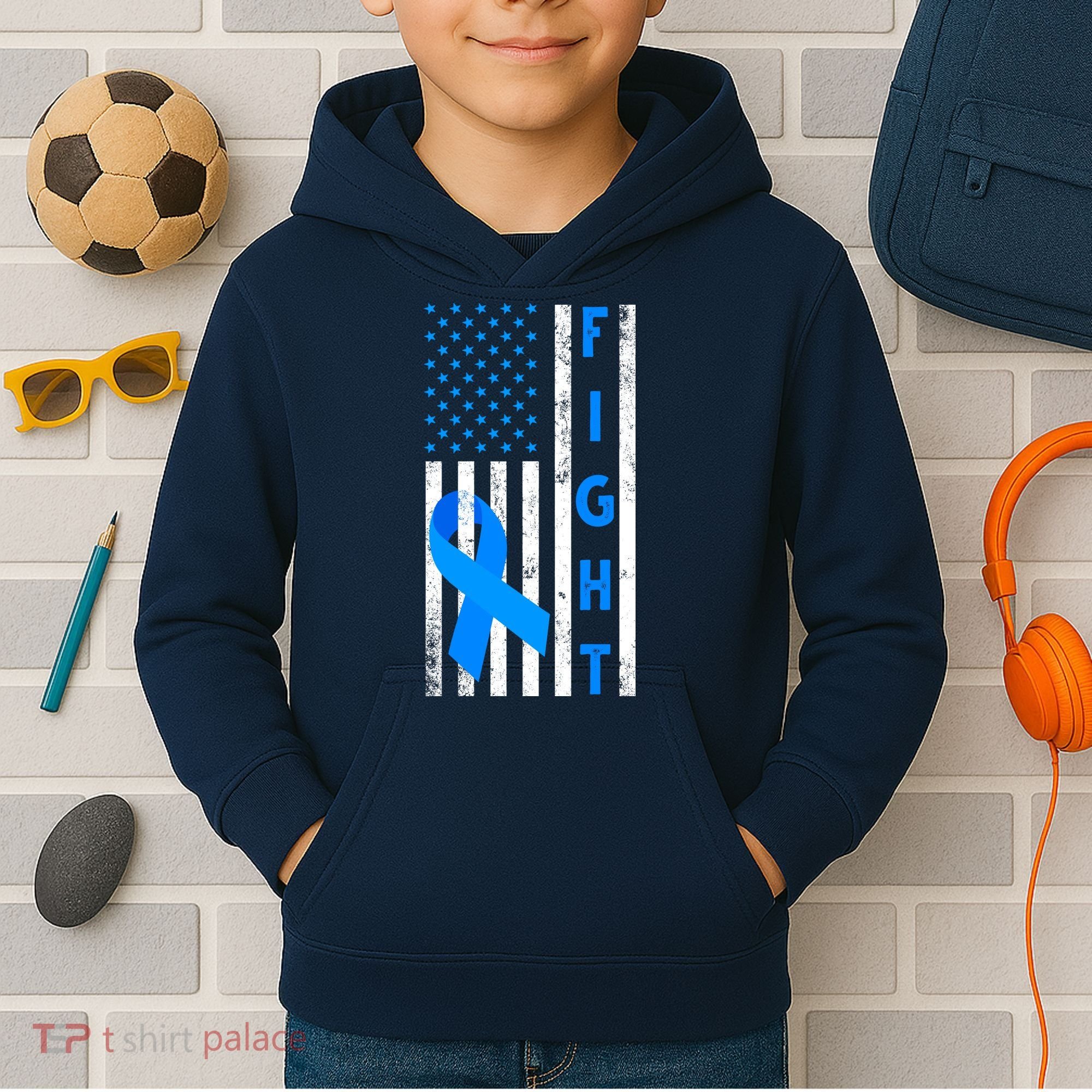 Fight Diabetes Awareness USA Flag Kids Hoodie
