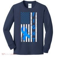 Fight Diabetes Awareness USA Flag Kids Long Sleeve Shirt thumb 0