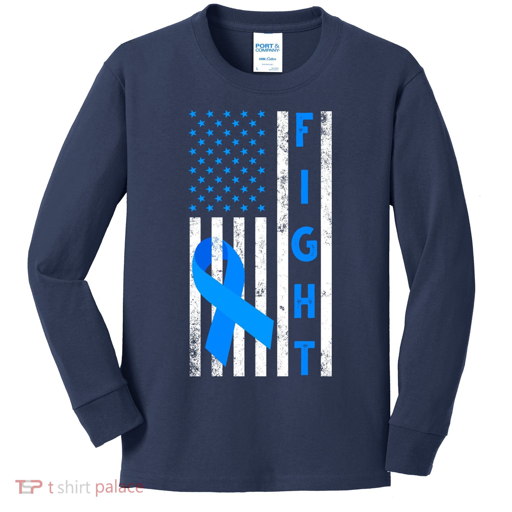Fight Diabetes Awareness USA Flag Kids Long Sleeve Shirt