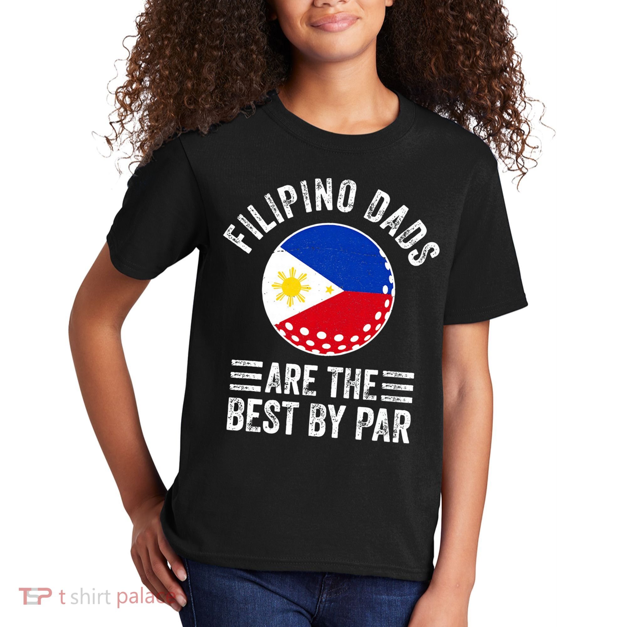 Filipino Dads Are The Best By Par Philippines Flag Golf Dad Kids T-Shirt