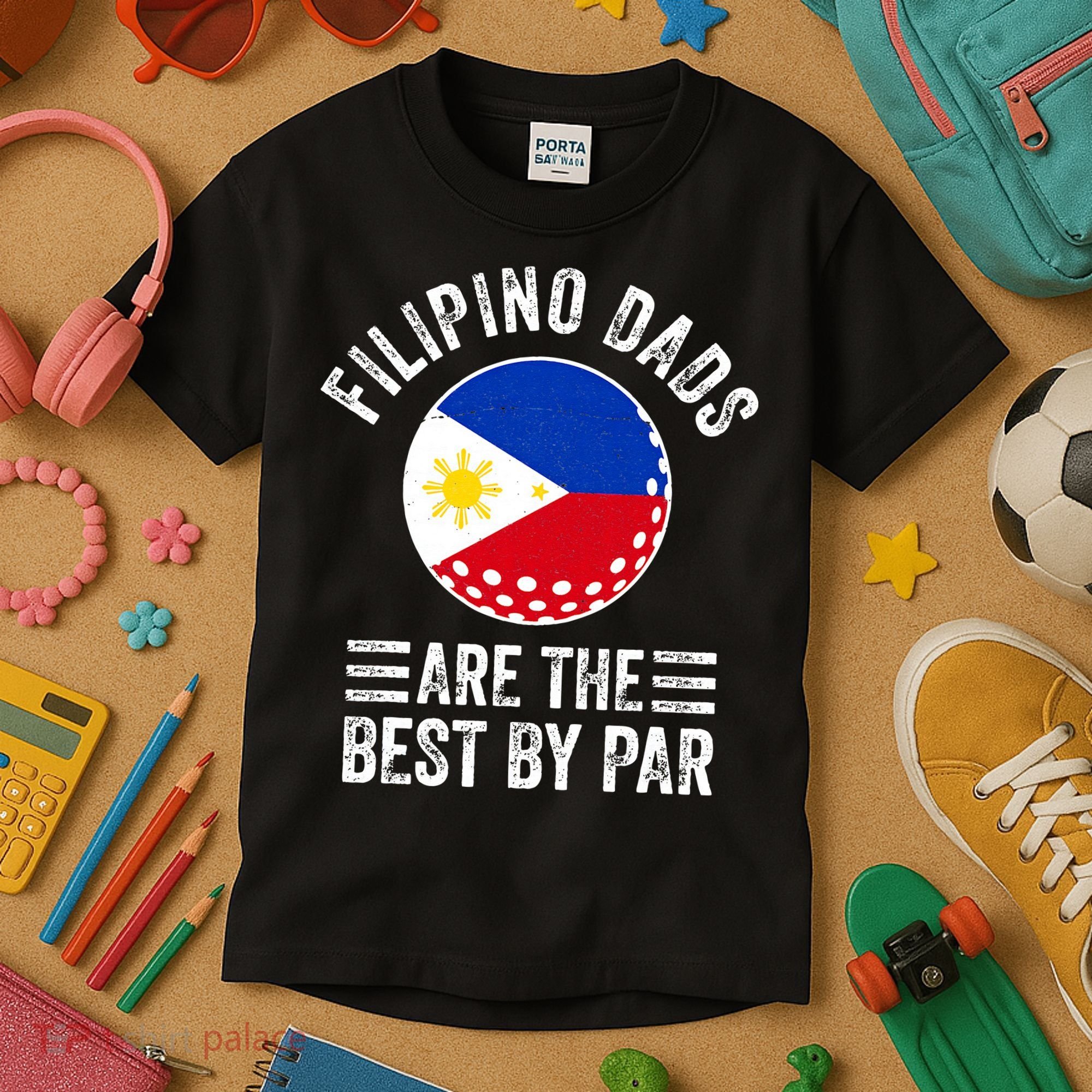 Filipino Dads Are The Best By Par Philippines Flag Golf Dad Kids T-Shirt