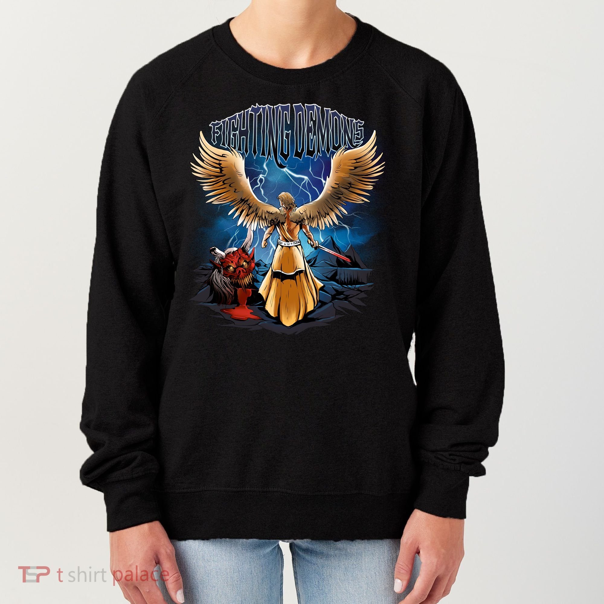 Fighting Demons Angel In Action Women's Sweatshirt
