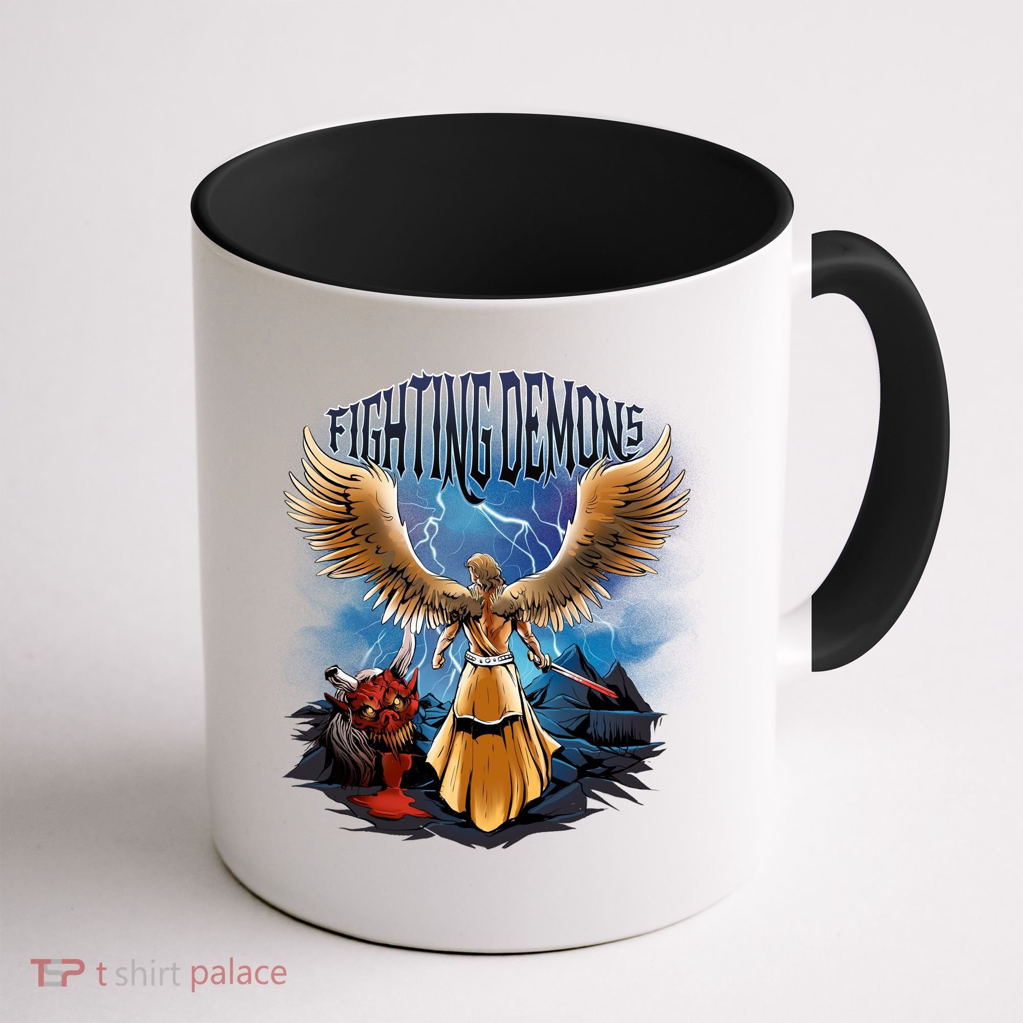 Fighting Demons Angel In Action Coffee Mug