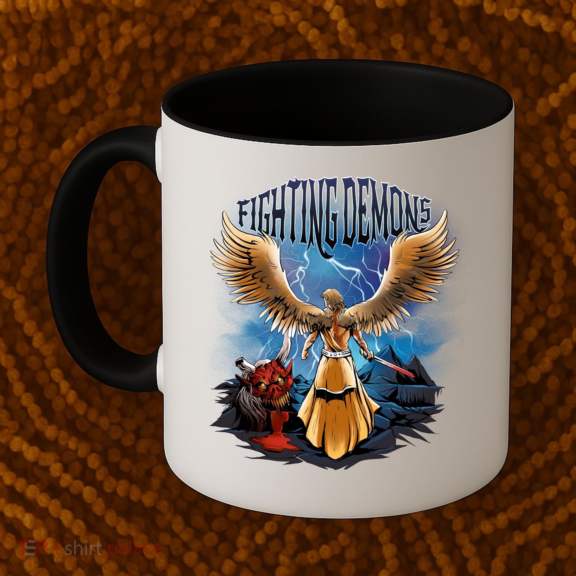 Fighting Demons Angel In Action Coffee Mug
