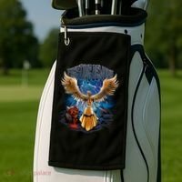 Fighting Demons Angel In Action Golf Towel thumb 2