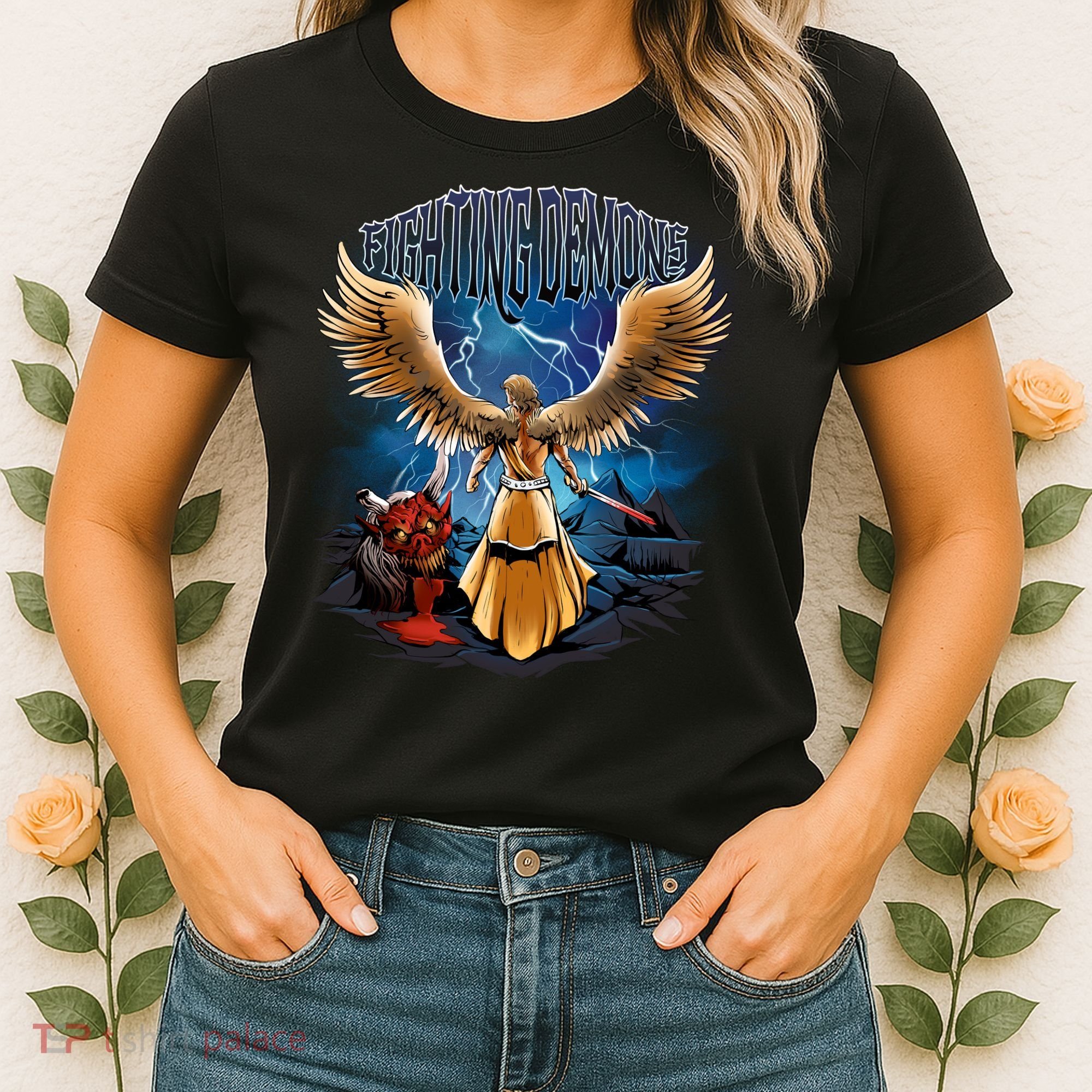 Fighting Demons Angel In Action Women's T-Shirt