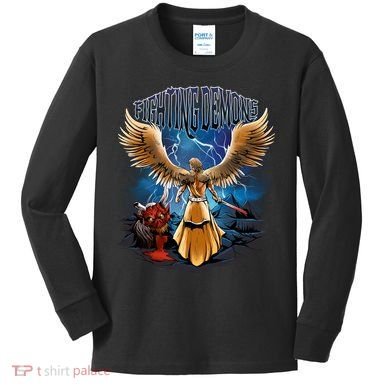 Fighting Demons Angel In Action Kids Long Sleeve Shirt