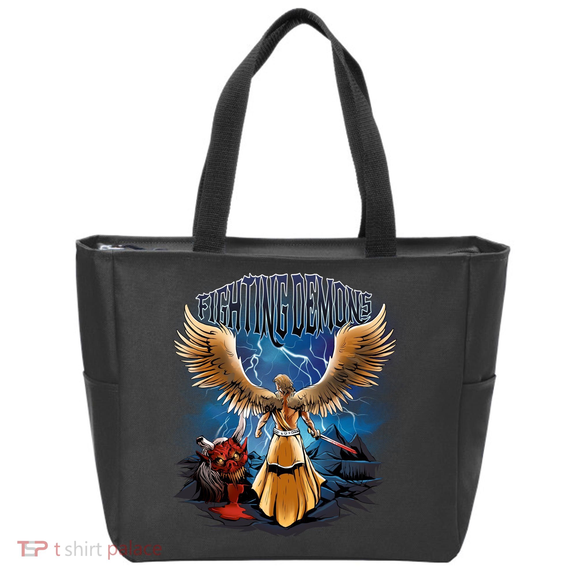 Fighting Demons Angel In Action Tote Bag