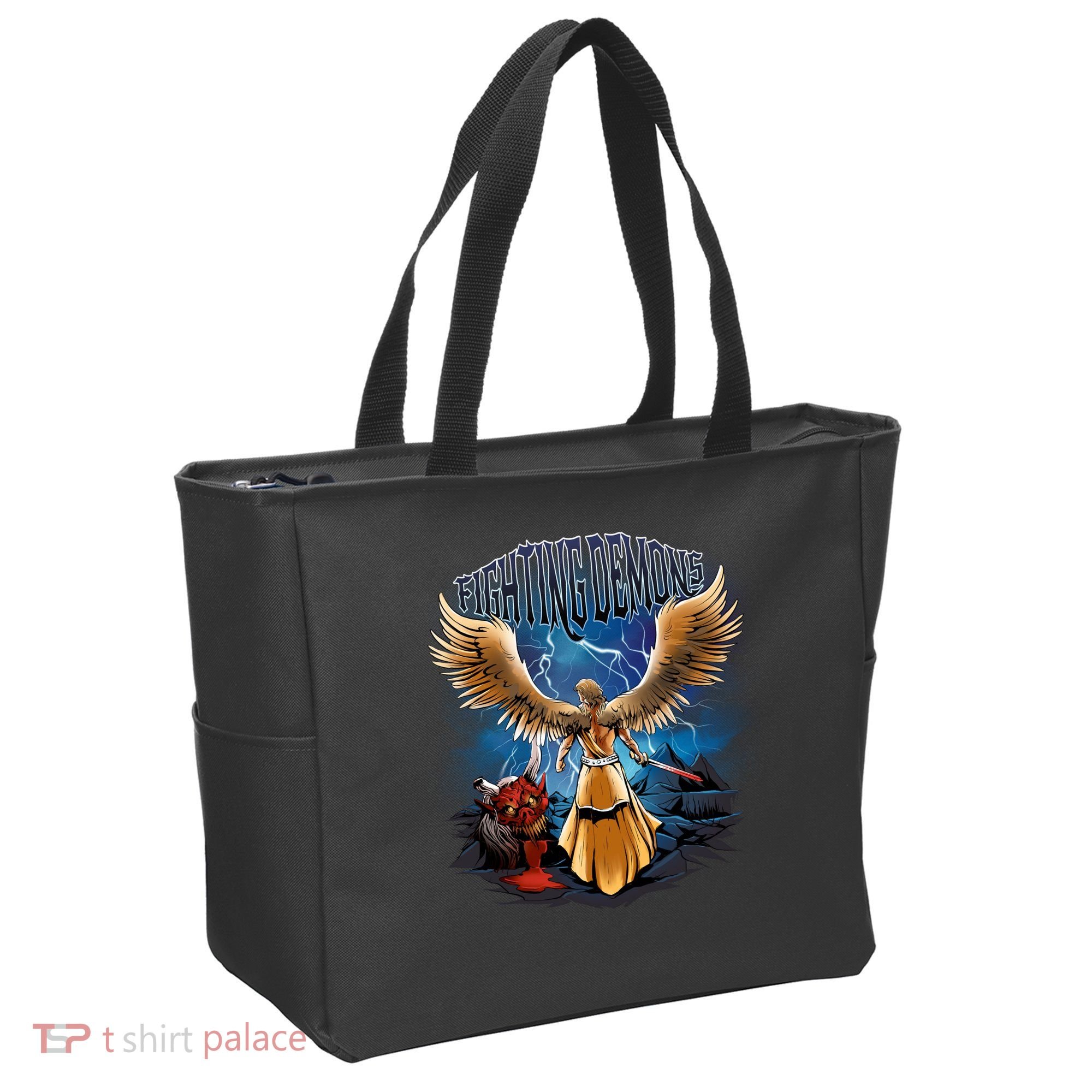 Fighting Demons Angel In Action Tote Bag