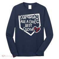 Funny Diamonds Are A Girls Best Friend Baseball Softball Mom Long Sleeve Shirt thumb 0