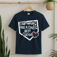 Funny Diamonds Are A Girls Best Friend Baseball Softball Mom T-Shirt thumb 2