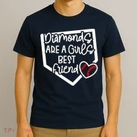 Funny Diamonds Are A Girls Best Friend Baseball Softball Mom T-Shirt thumb 3