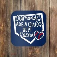 Funny Diamonds Are A Girls Best Friend Baseball Softball Mom Coaster thumb 0
