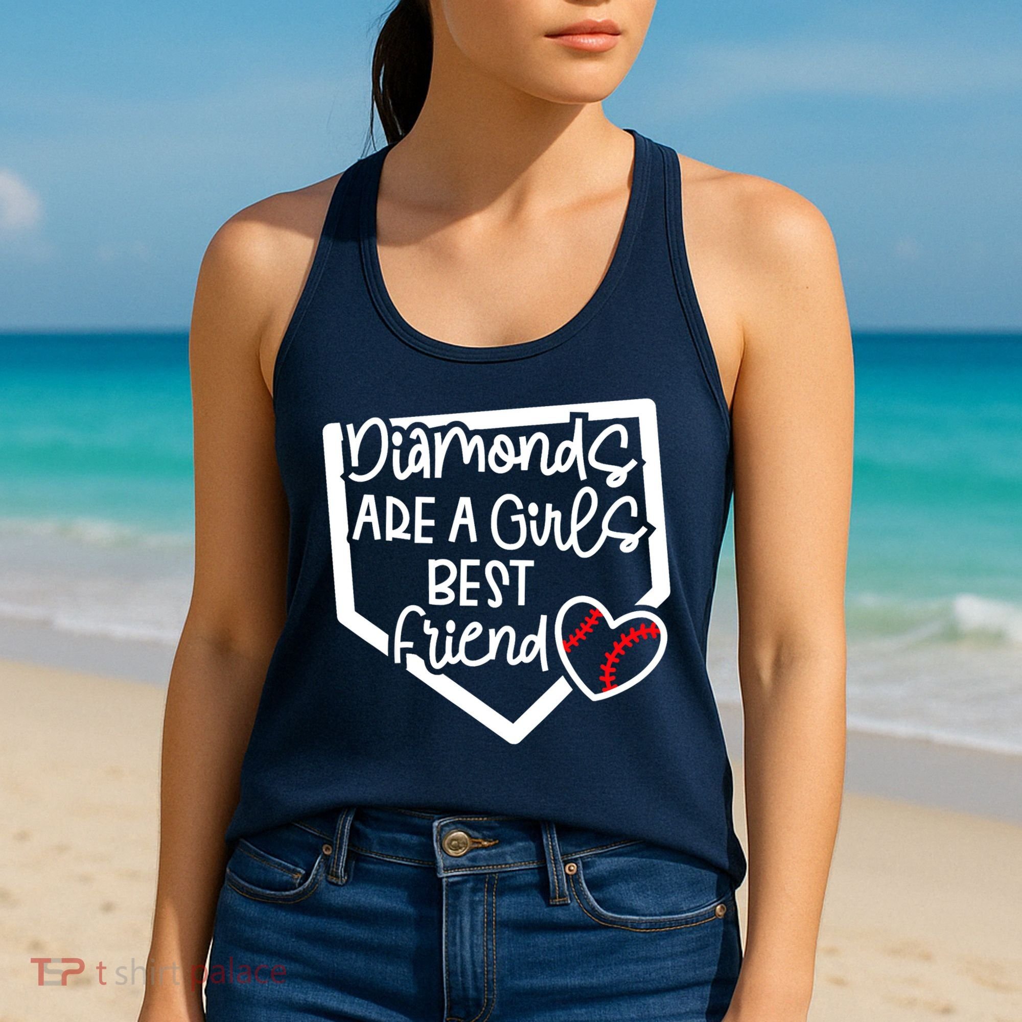 Funny Diamonds Are A Girls Best Friend Baseball Softball Mom Women's Tank Top