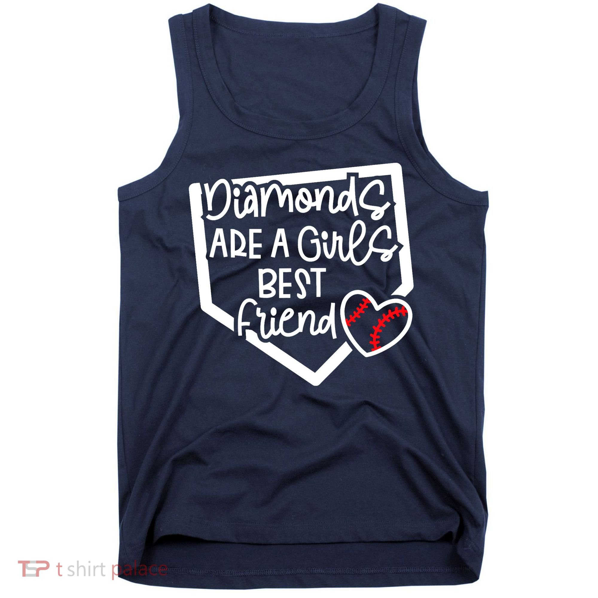 Funny Diamonds Are A Girls Best Friend Baseball Softball Mom Tank Top