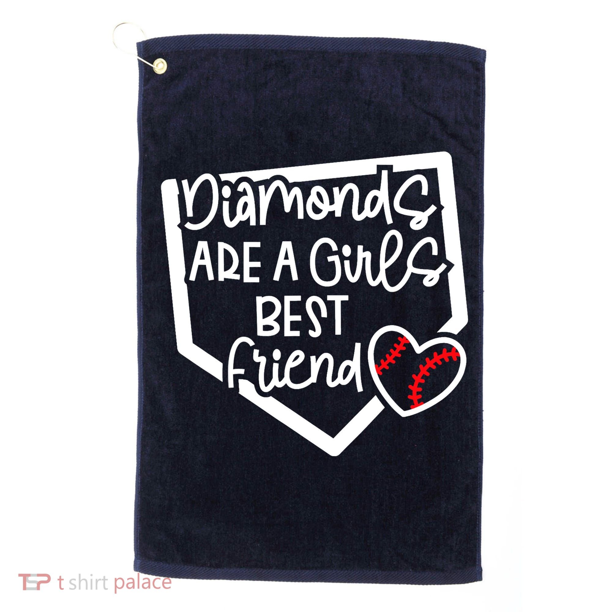 Funny Diamonds Are A Girls Best Friend Baseball Softball Mom Golf Towel