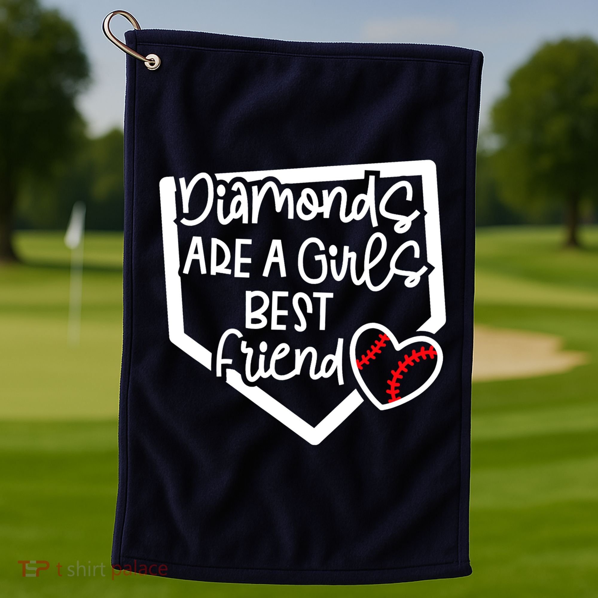 Funny Diamonds Are A Girls Best Friend Baseball Softball Mom Golf Towel