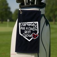 Funny Diamonds Are A Girls Best Friend Baseball Softball Mom Golf Towel thumb 2
