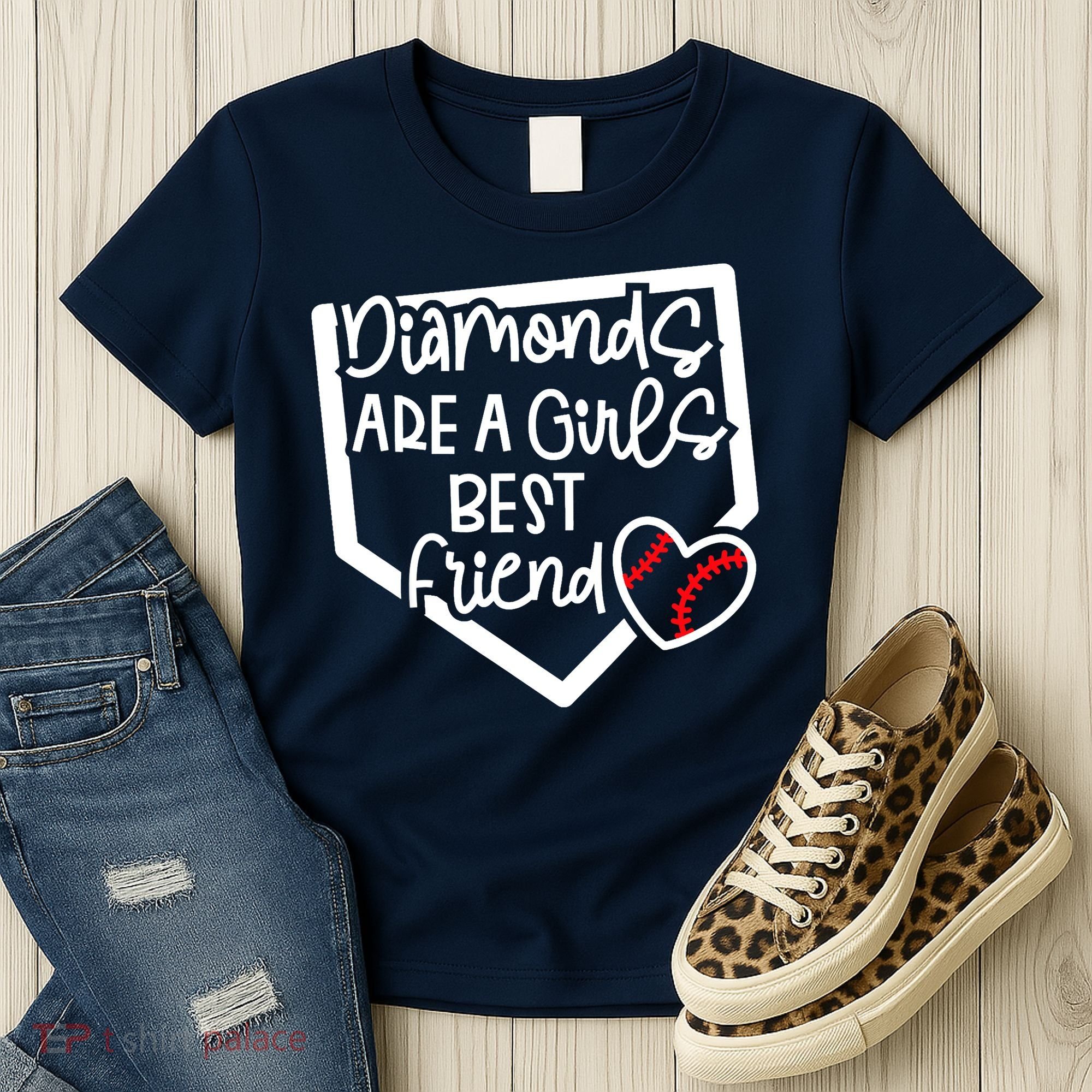 Funny Diamonds Are A Girls Best Friend Baseball Softball Mom Women's T-Shirt