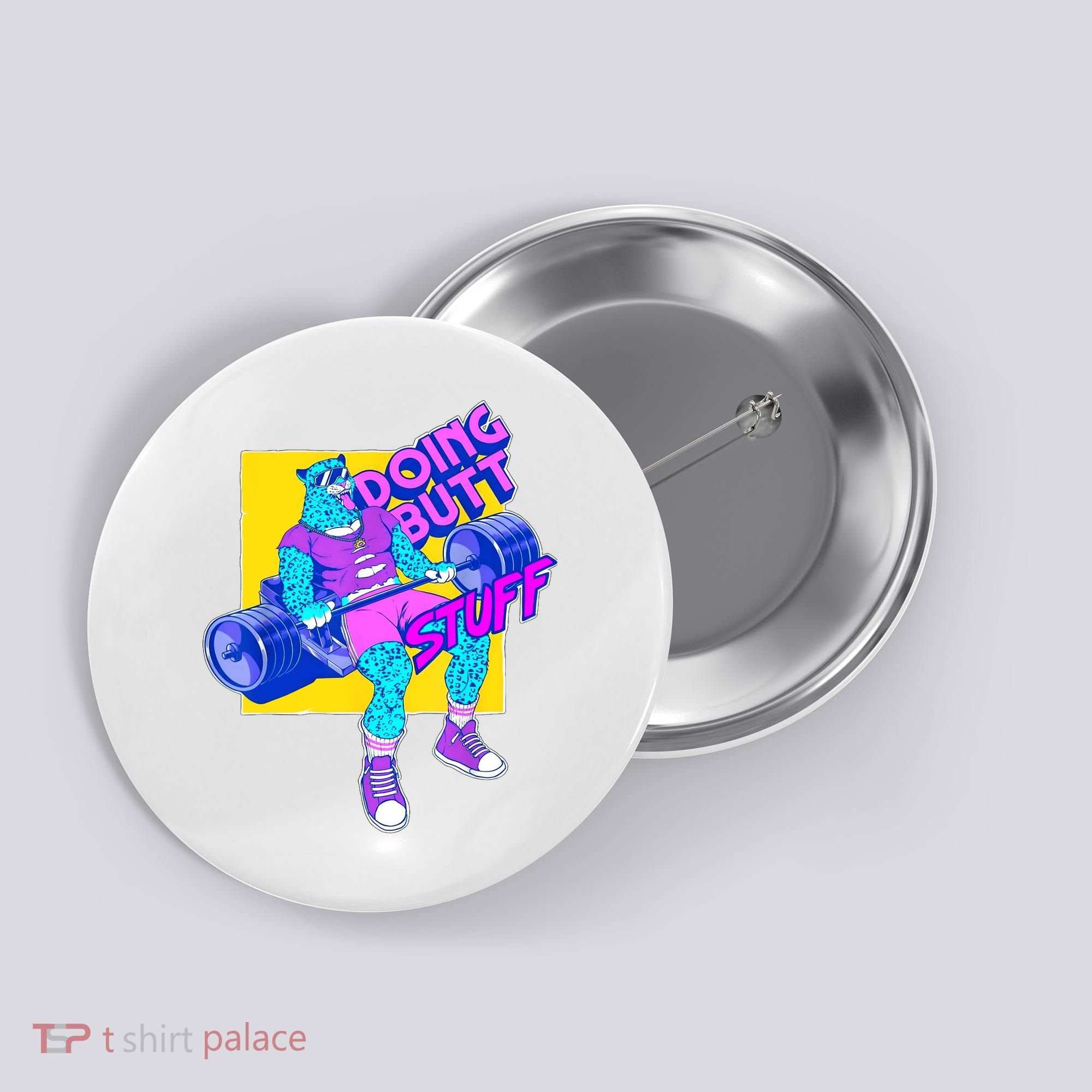 Funny Doing Butt Stuff Workout Bodybuilding Fitness Gym Button