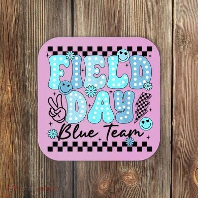 Field Day Blue Team Color Field Trip Team Game Competition Coaster