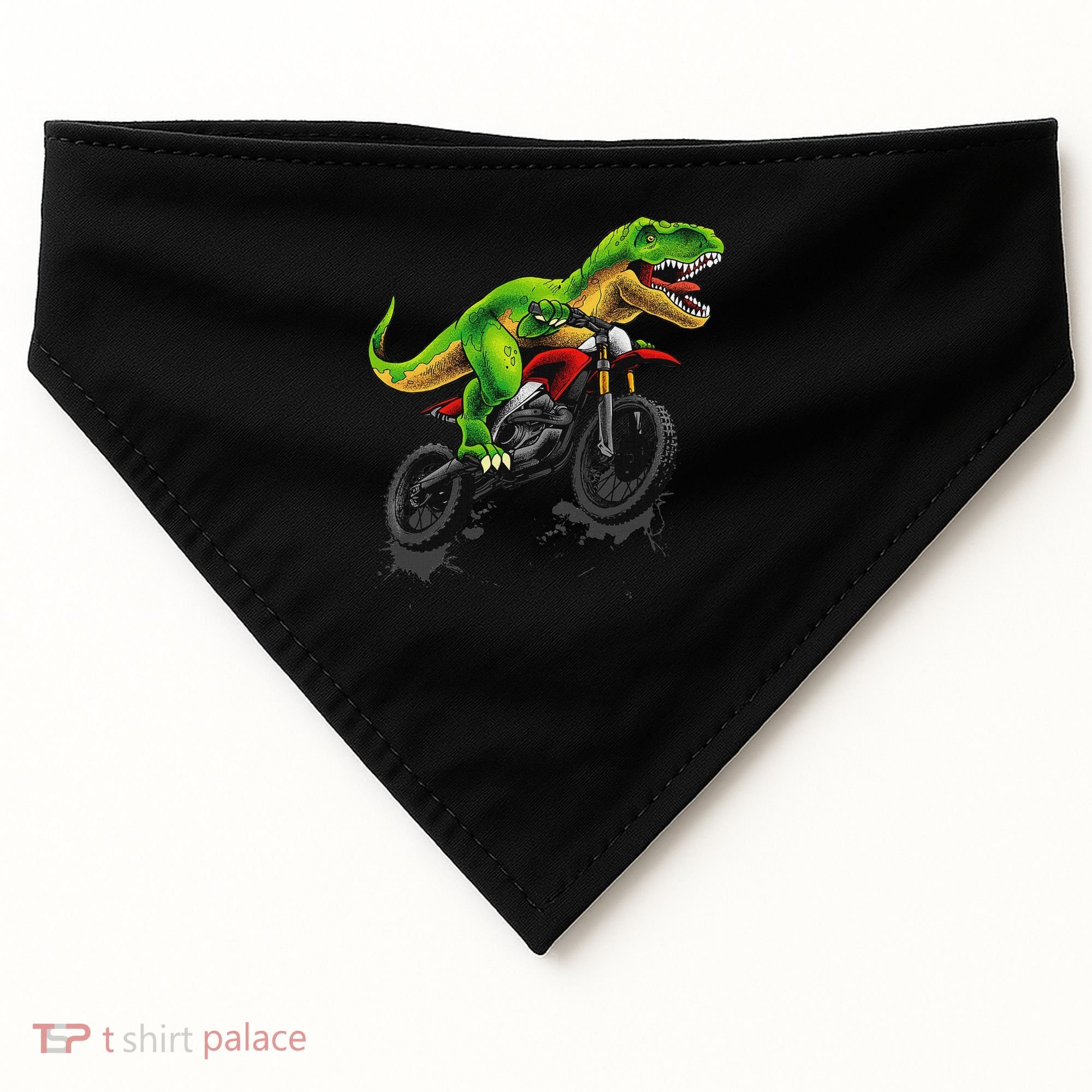 Funny Dirt Bike For Dinosaur Motorcycle Riding USA-Made Doggie Bandana