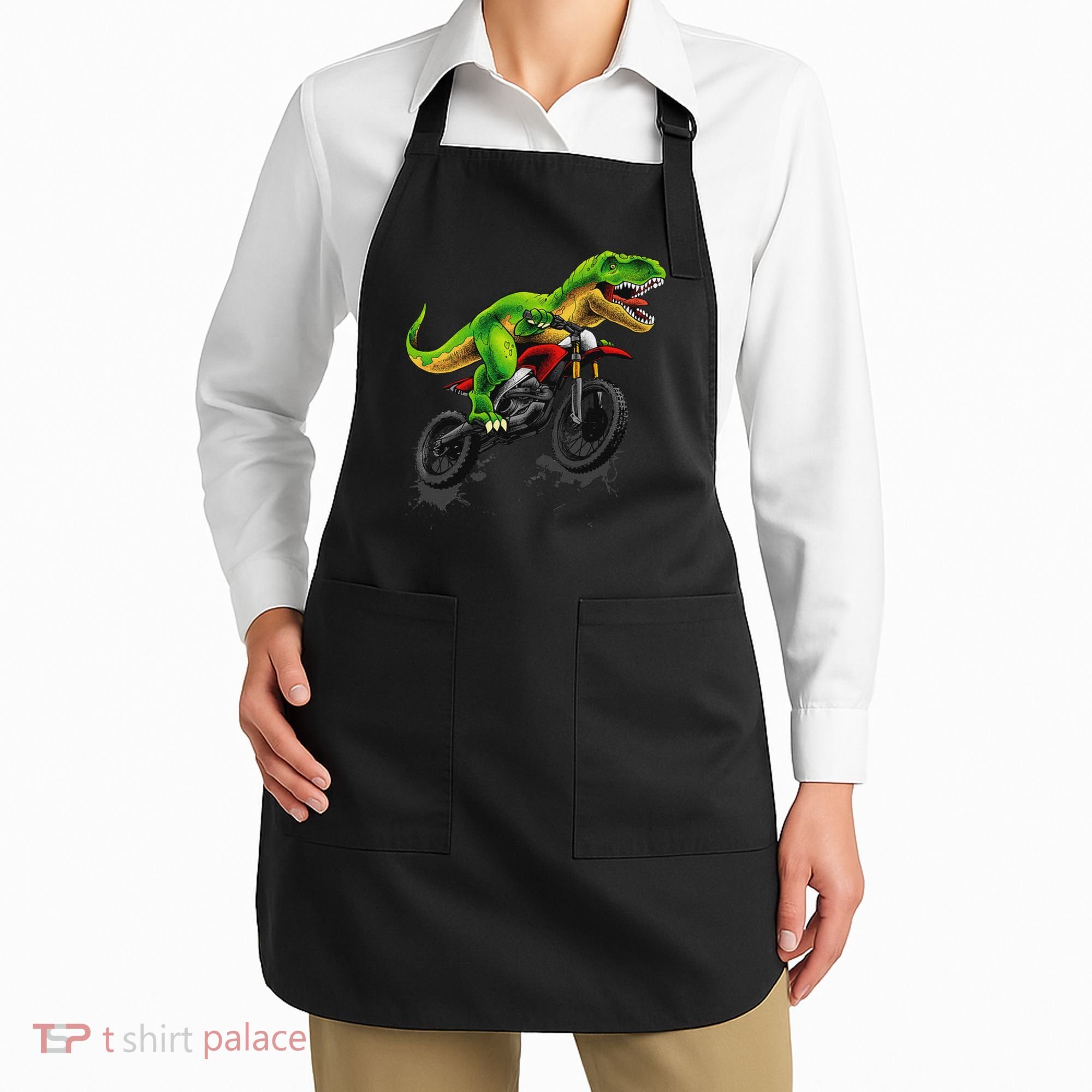 Funny Dirt Bike For Dinosaur Motorcycle Riding Apron