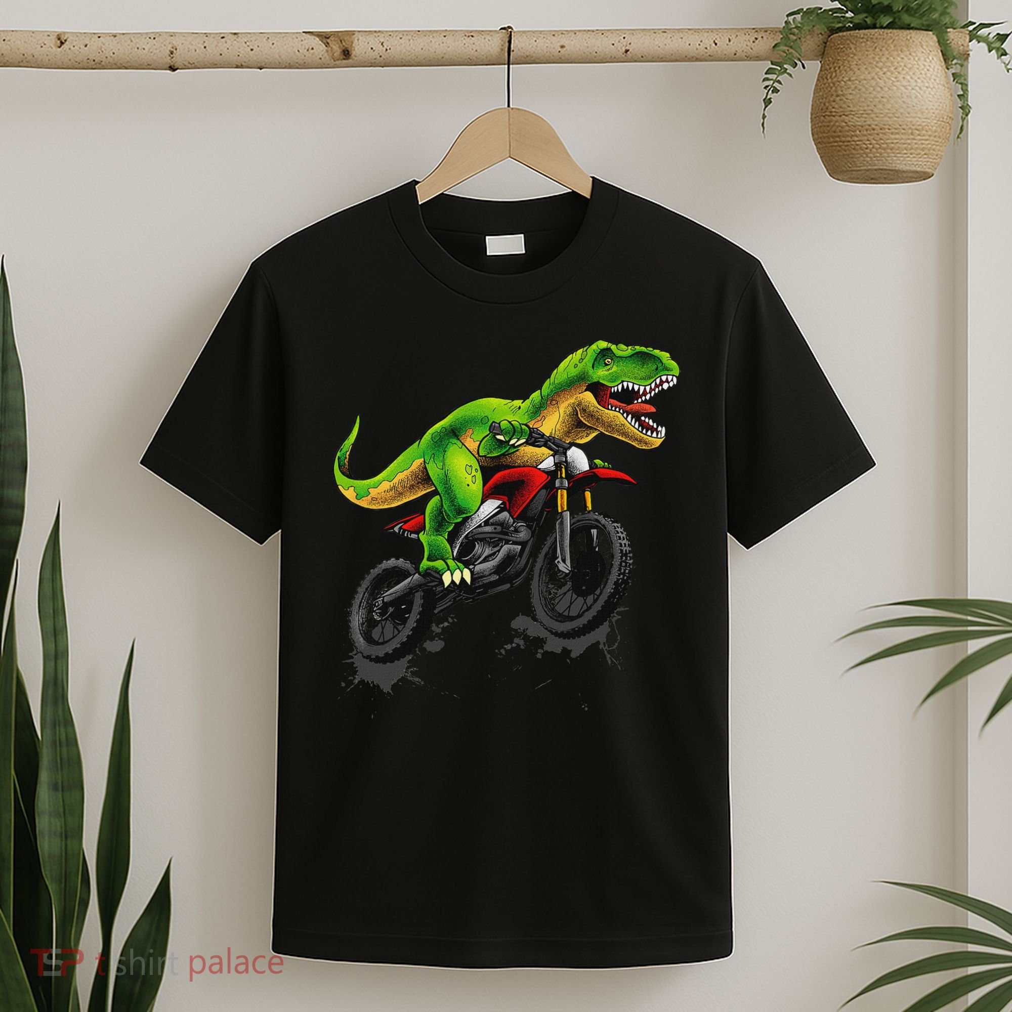 Funny Dirt Bike For Dinosaur Motorcycle Riding T-Shirt