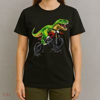 Funny Dirt Bike For Dinosaur Motorcycle Riding T-Shirt thumb 4