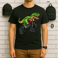 Funny Dirt Bike For Dinosaur Motorcycle Riding T-Shirt thumb 6