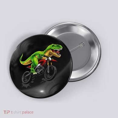 Funny Dirt Bike For Dinosaur Motorcycle Riding Button