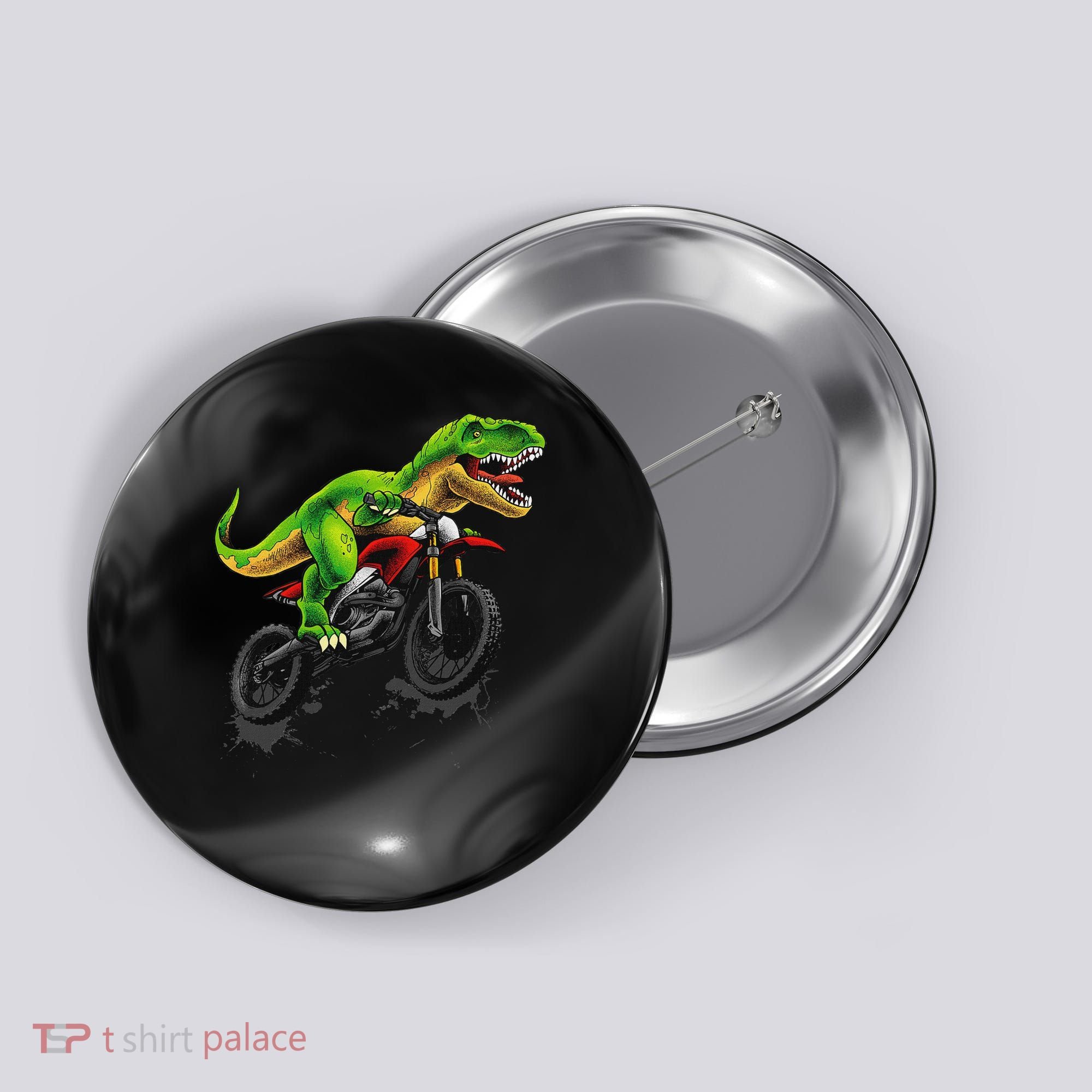 Funny Dirt Bike For Dinosaur Motorcycle Riding Button