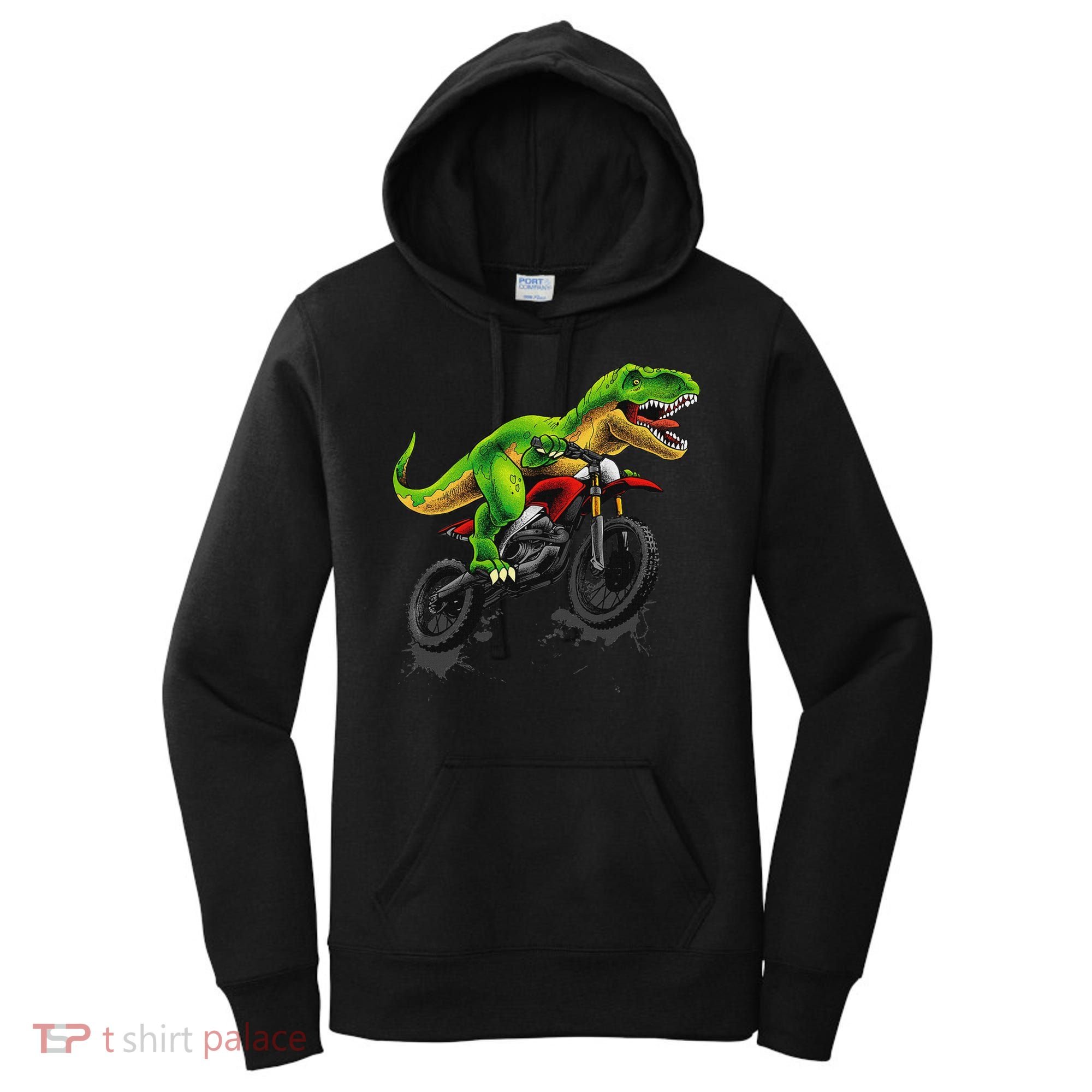 Funny Dirt Bike For Dinosaur Motorcycle Riding Women's Hoodie