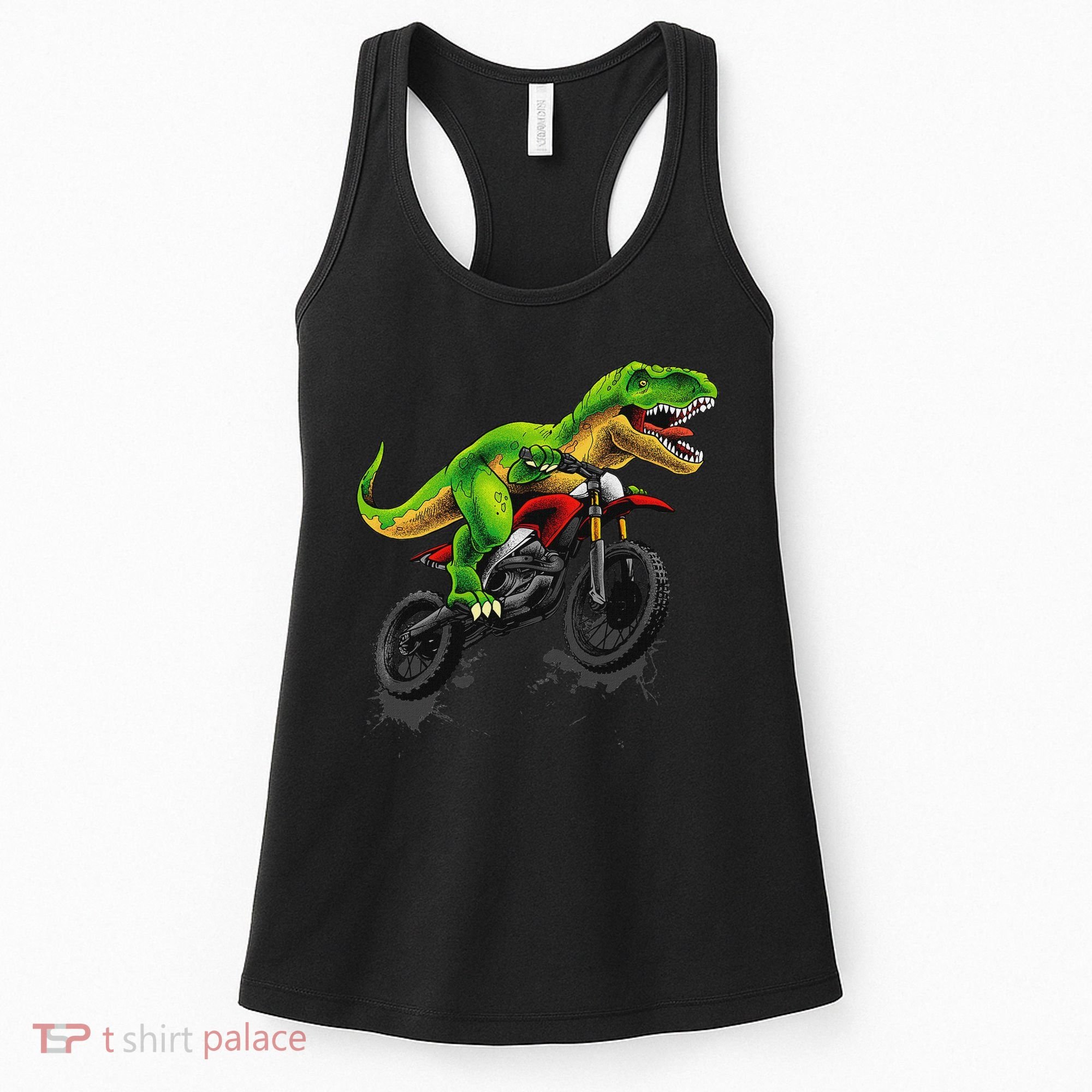 Funny Dirt Bike For Dinosaur Motorcycle Riding Women's Tank Top