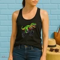 Funny Dirt Bike For Dinosaur Motorcycle Riding Women's Tank Top thumb 2