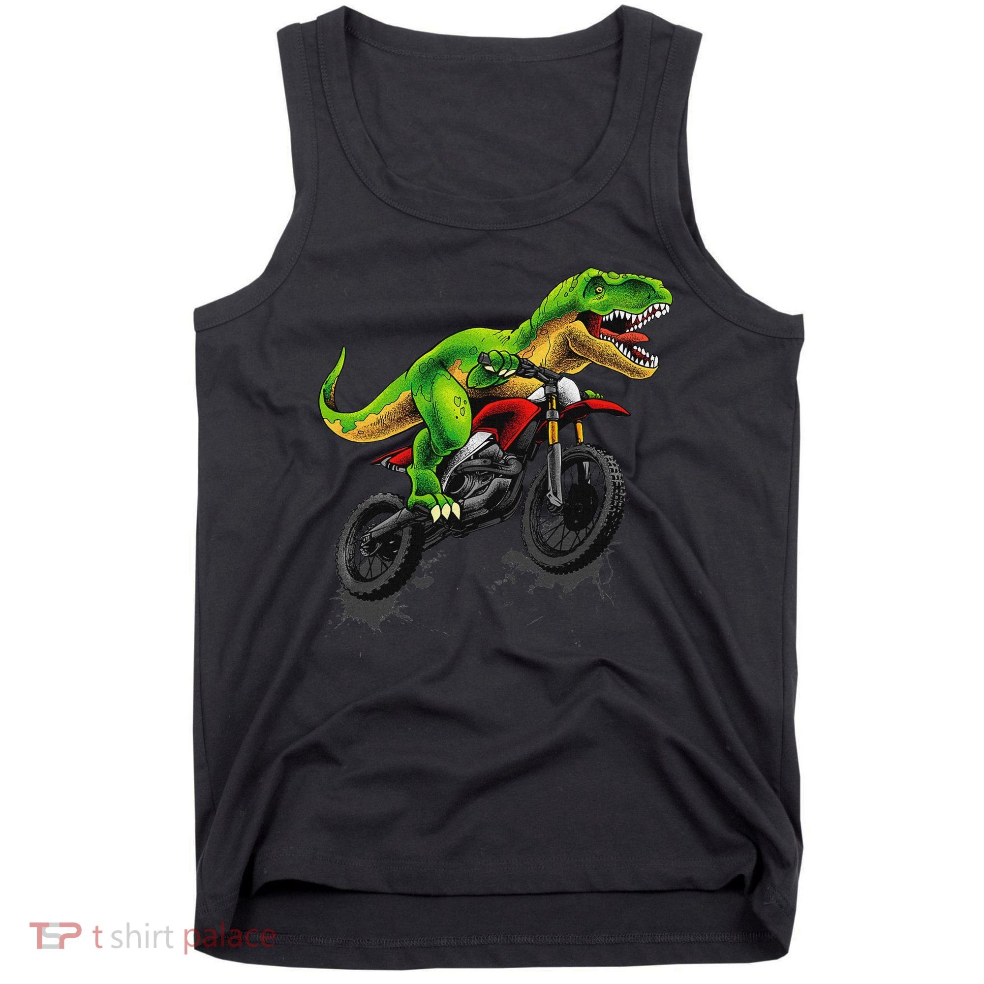 Funny Dirt Bike For Dinosaur Motorcycle Riding Tank Top