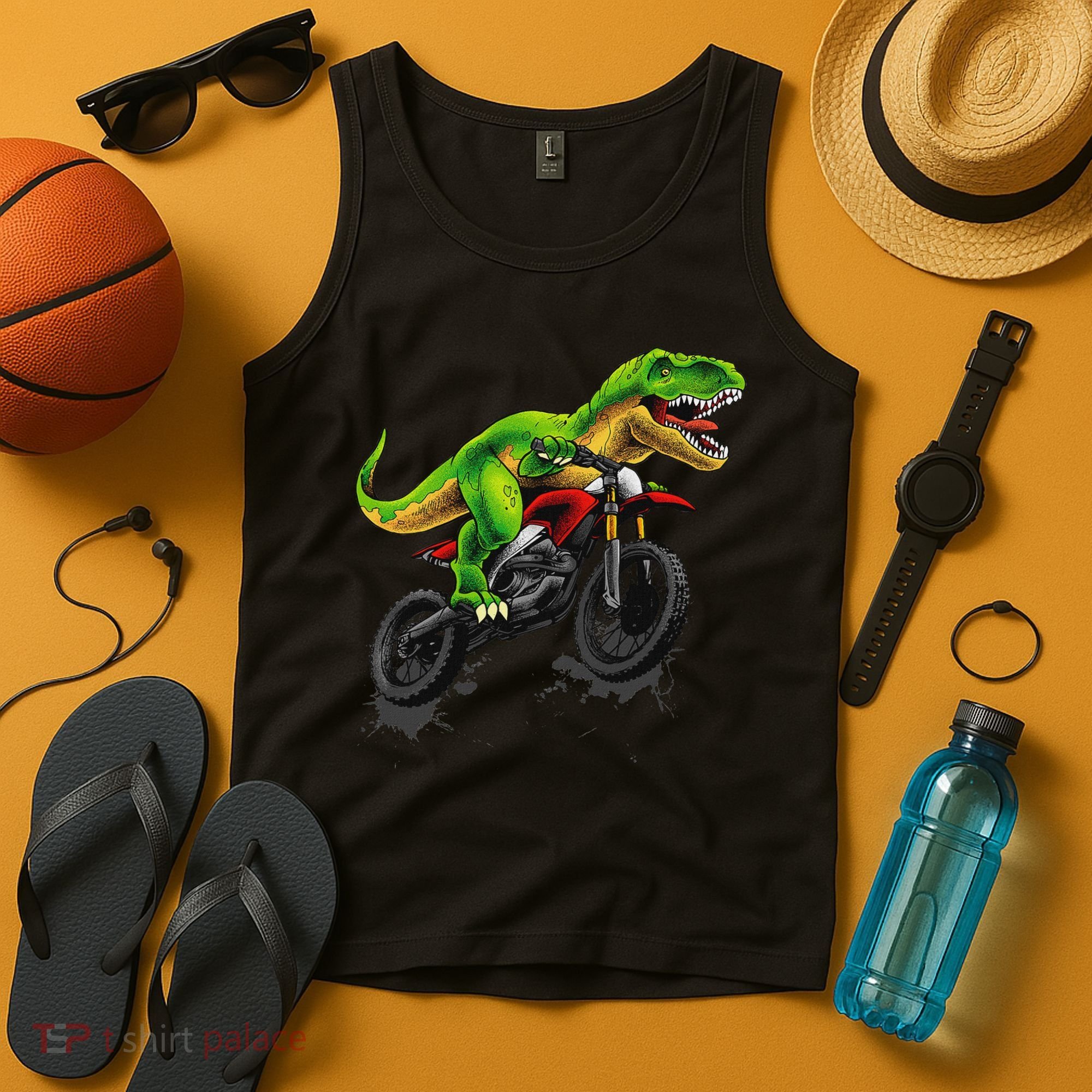 Funny Dirt Bike For Dinosaur Motorcycle Riding Tank Top