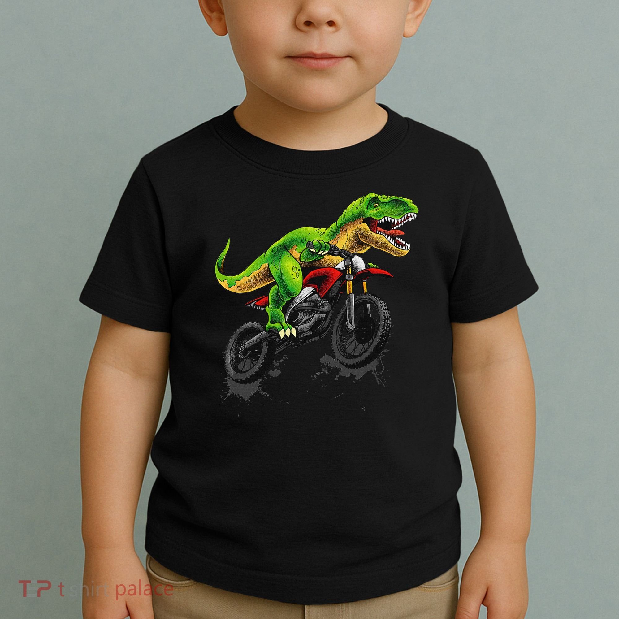 Funny Dirt Bike For Dinosaur Motorcycle Riding Toddler T-Shirt