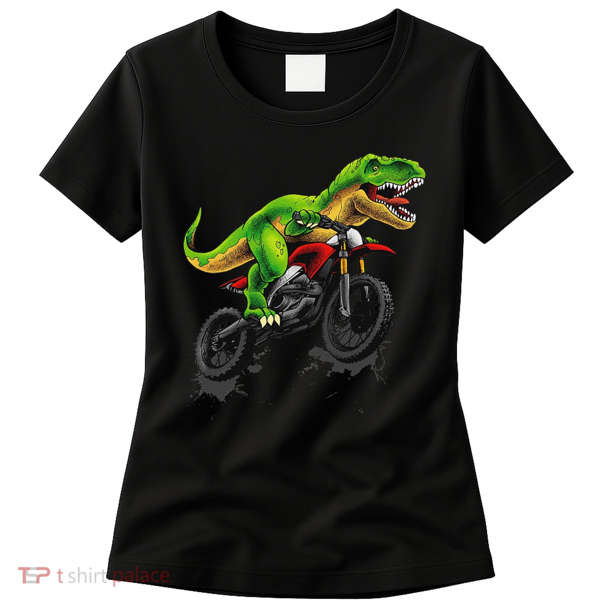 Funny Dirt Bike For Dinosaur Motorcycle Riding Women's T-Shirt