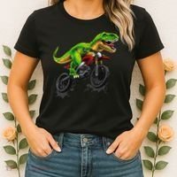 Funny Dirt Bike For Dinosaur Motorcycle Riding Women's T-Shirt thumb 2
