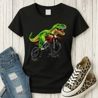 Funny Dirt Bike For Dinosaur Motorcycle Riding Women's T-Shirt thumb 3