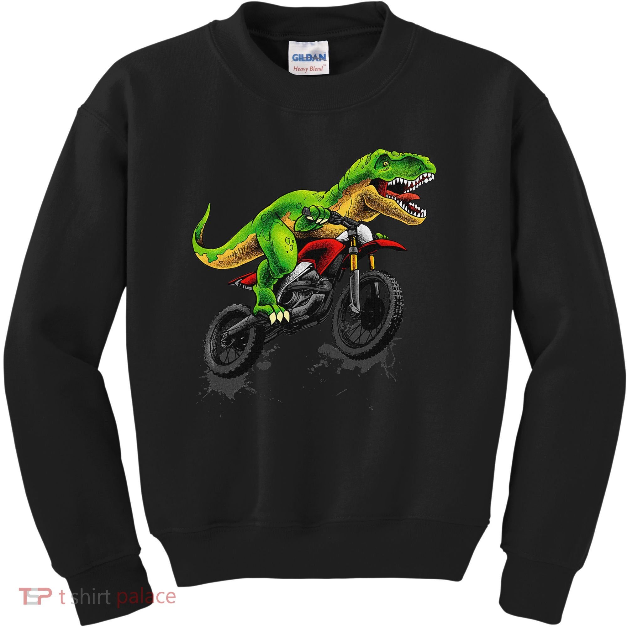 Funny Dirt Bike For Dinosaur Motorcycle Riding Kids Sweatshirt