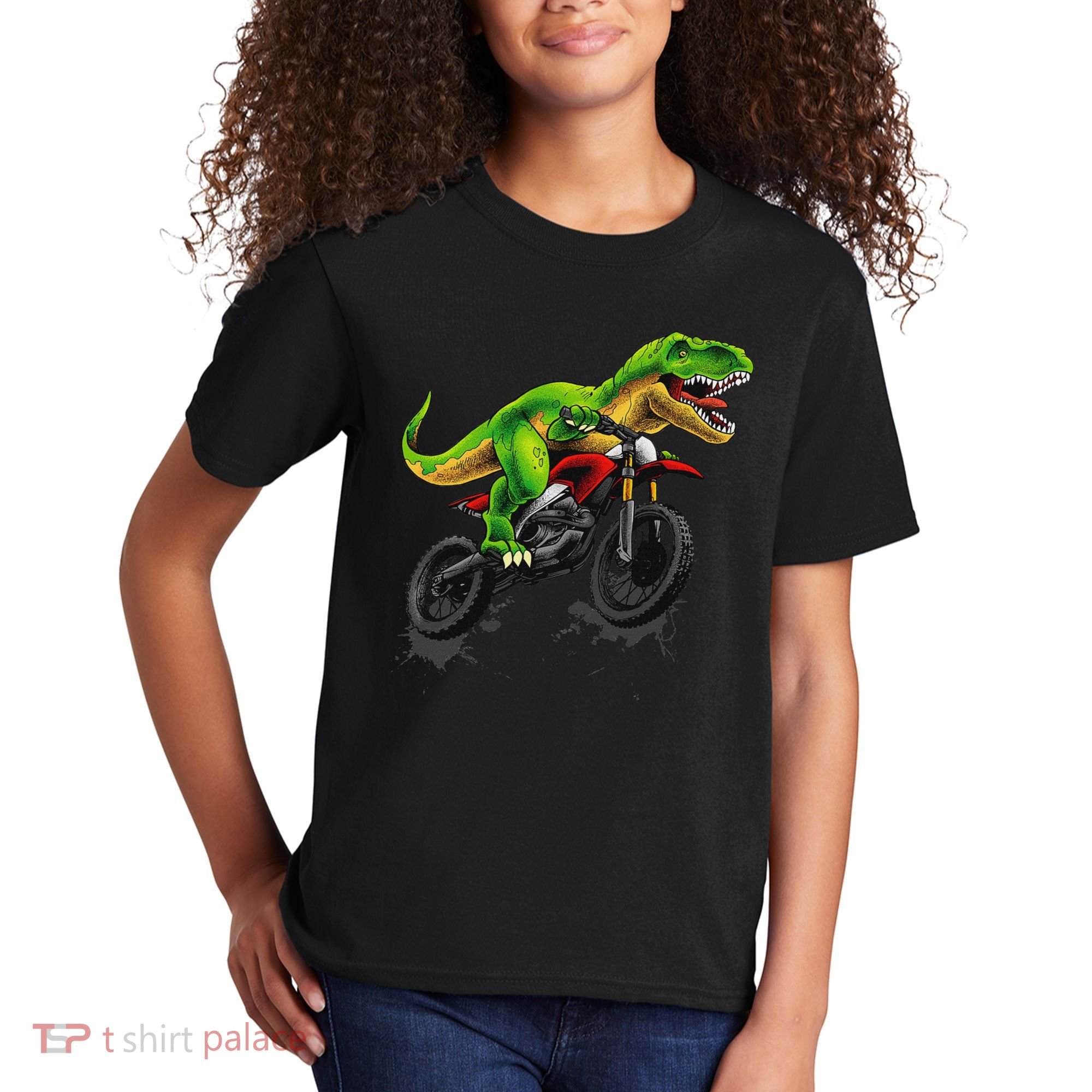 Funny Dirt Bike For Dinosaur Motorcycle Riding Kids T-Shirt